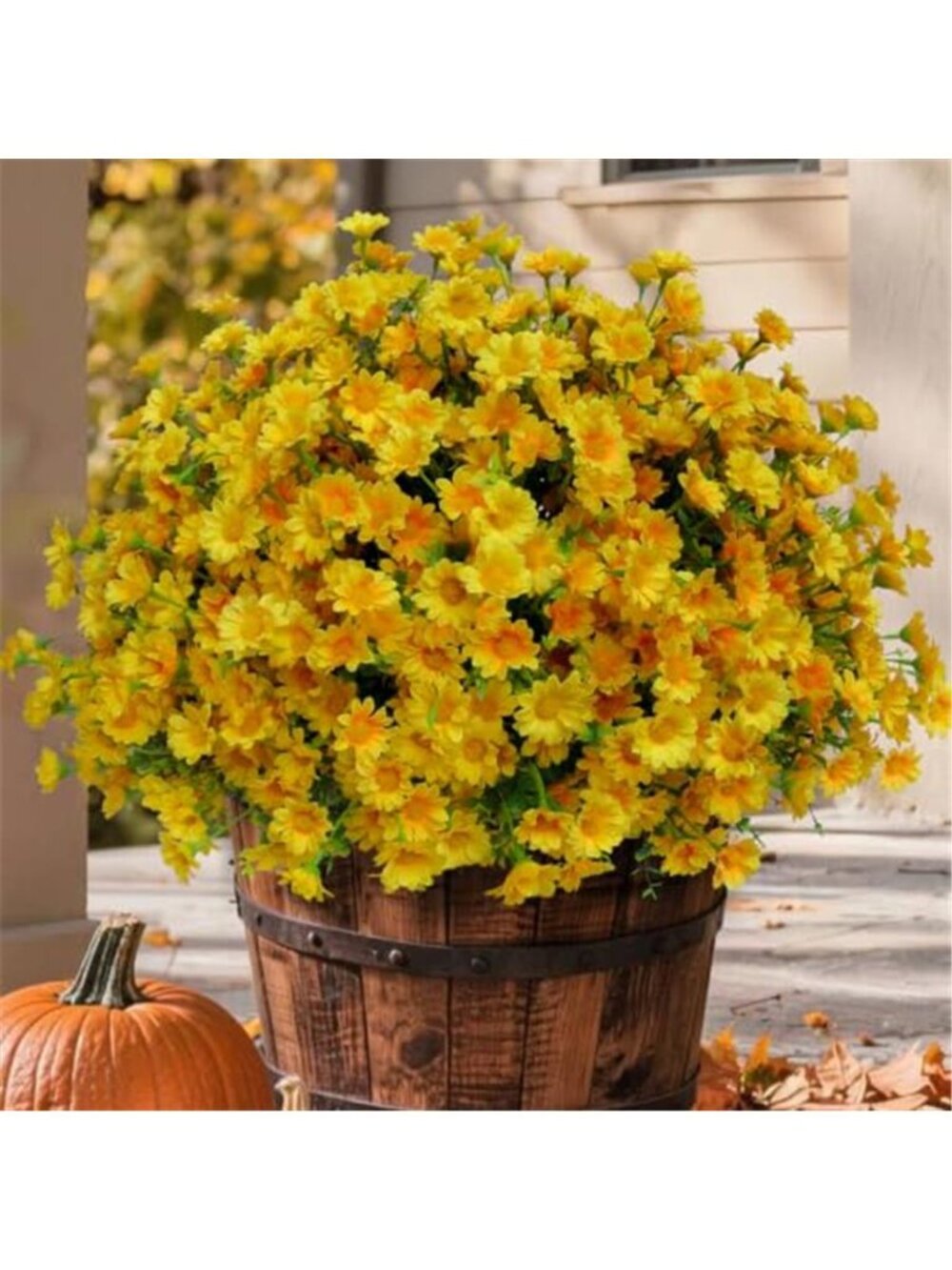 Flowers Yellow Fall Flowers for Outdoors 8 Bundles Artificial Mums UV